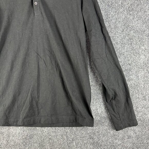 Theory Henley Mens Medium Black Cotton Knit Button Neck Long Sleeve Pullover - Picture 2 of 7